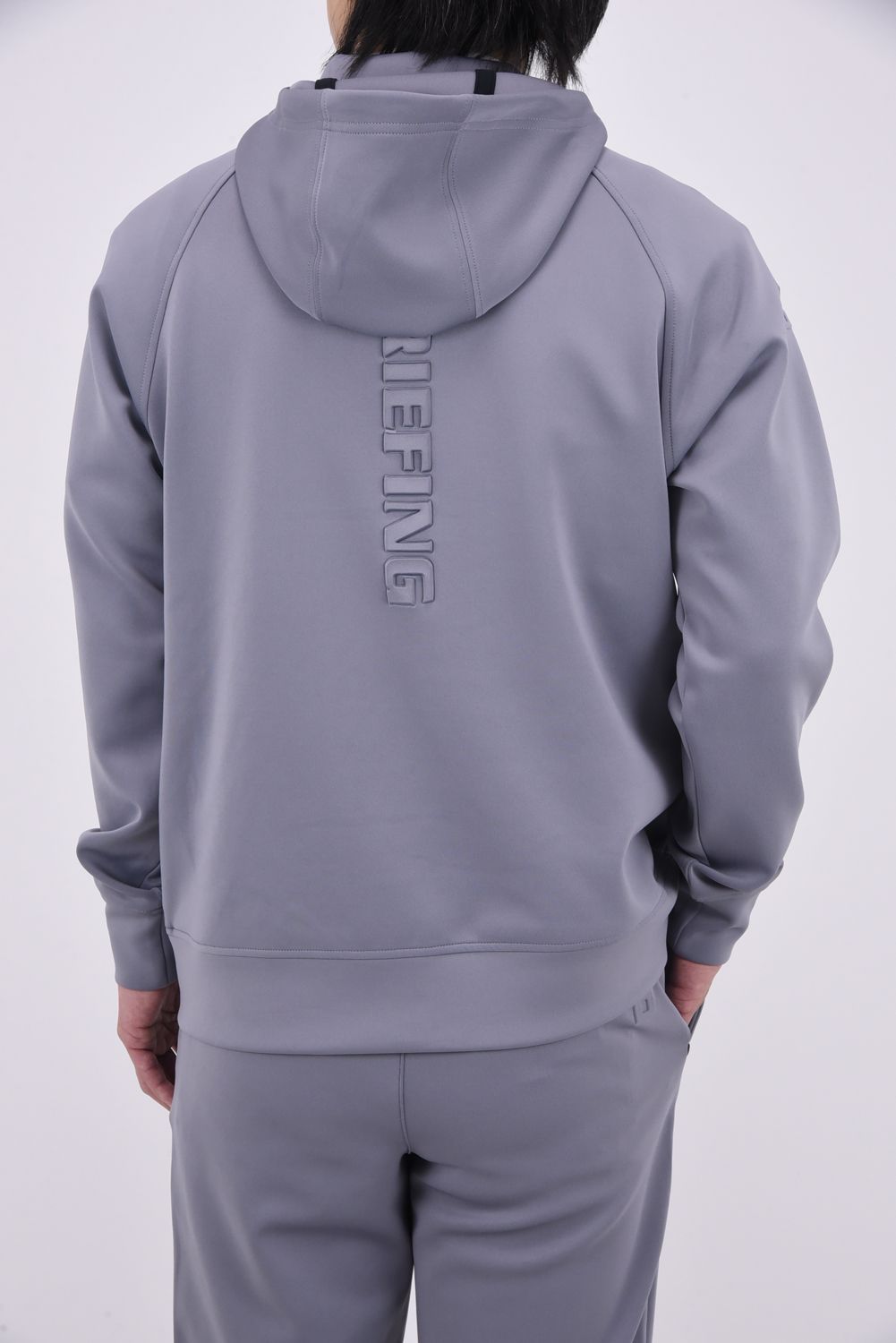 【26SS】 MEN'S 3D LOGO PARKA / 3Dエンボスロゴ ストレッチジャージ ジップアップパーカー (グレー)