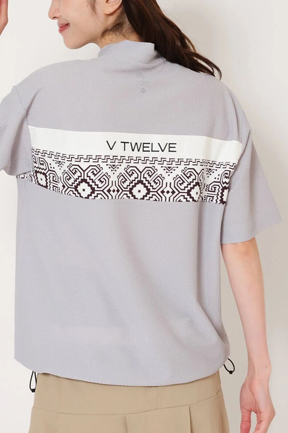 【26SS】【レディース】 BAN COMFO MOCK / ワッフル生地 バンダナ柄 モックネックTシャツ (グレー)