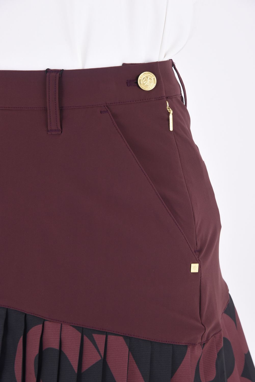 【レディース】CARVICO STRETCH PLEATS SKIRT / カルビコ生地 ストレッチ プリーツスカート (バーガンディ)*