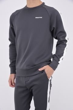 MENS SIDE LOGO LINE CREWNECK / サイドロゴライン クルーネック (チャコール)