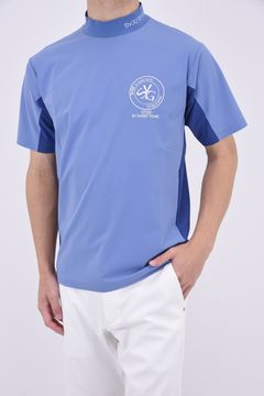【ABSOLUTE】 CARVICO 404 REVOLUTIONAL SYG MOCK / ロゴ カルビコ ストレッチ 半袖 モックネック Tシャツ (サックス)