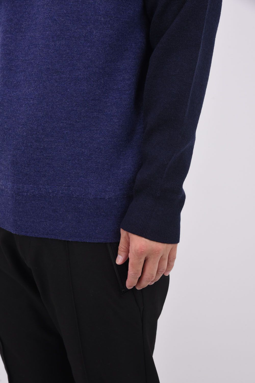 BRIEFING - MEN'S MERINO WOOL STRIPE LOGO CREWNECK KNIT