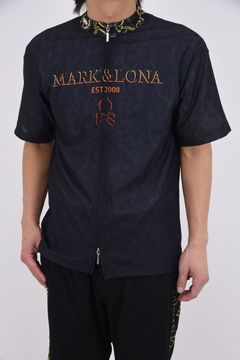 【2026SS 木村拓哉さん着用 VOL.7】 FRAGMENT JACQUARD MOCK TEE / レオパードパターンメッシュ ジップアップ モックネックTシャツ (ブラック)
