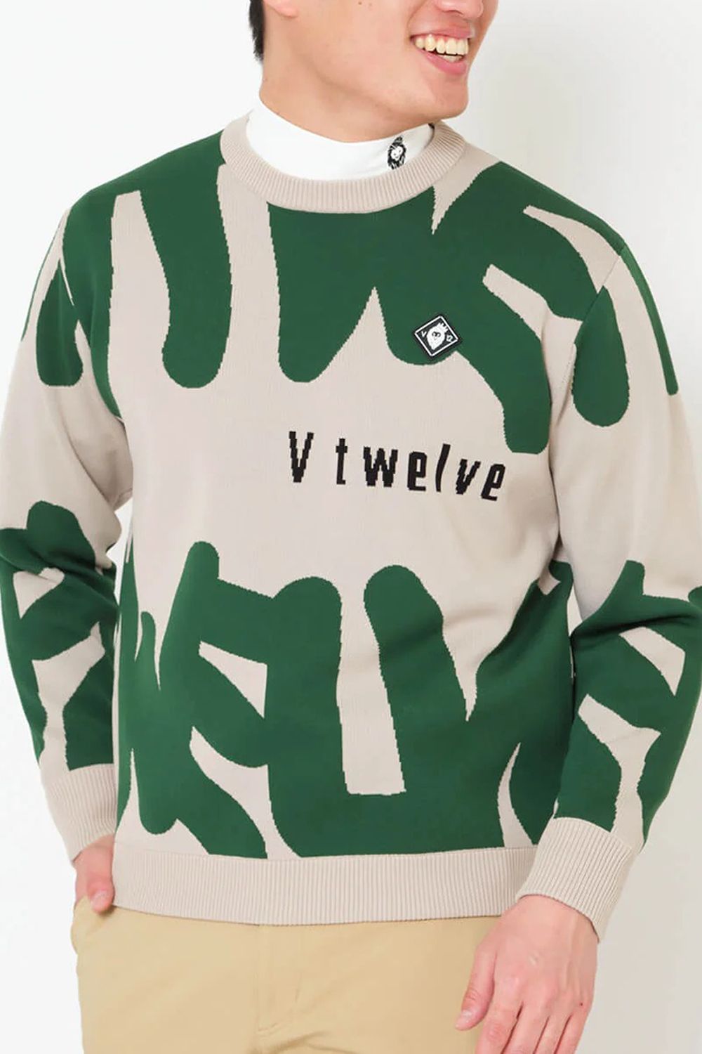 【25AW】 GRAFT KNIT / グラフィティロゴ クルーネックニット (ベージュ)