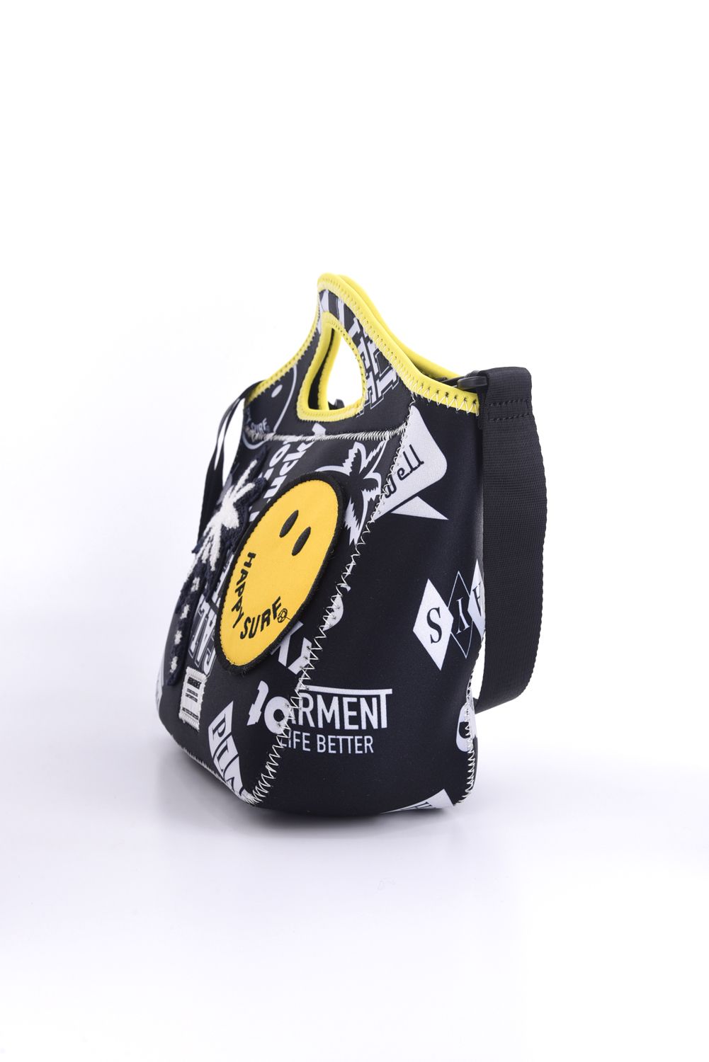 MINI TOTE BAG / VINTAGEモチーフ サガラワッペン 2WAYミニトートバッグ ブラック