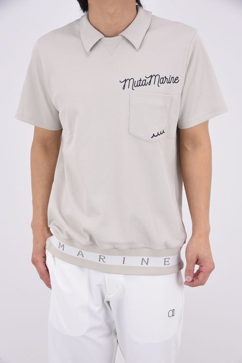 【26SS】 POPCORN KNIT HEM RIB PULL POLO / ポップコーンニット ヘムリブ ポロシャツ (グレー)