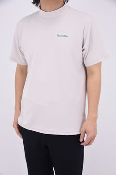 【25SS】 MENS MOCK NECK / シリコンロゴ リラックスフィット モックネックTシャツ (ベージュ)