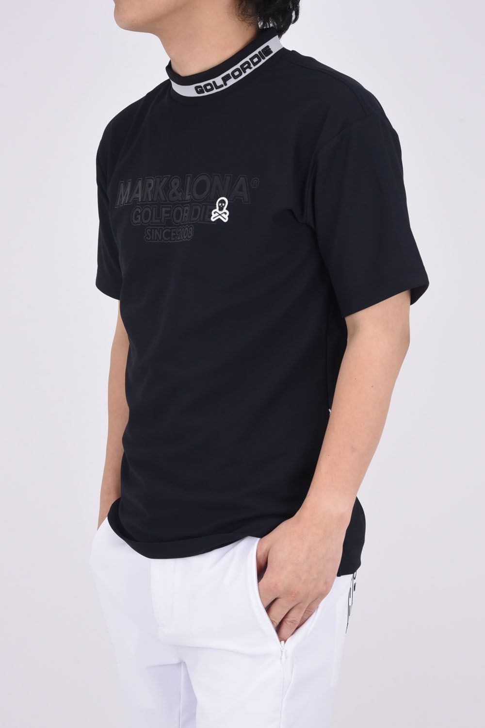 NERVE MOCK TEE / ドライタッチ モックネックTシャツ (ブラックネック)