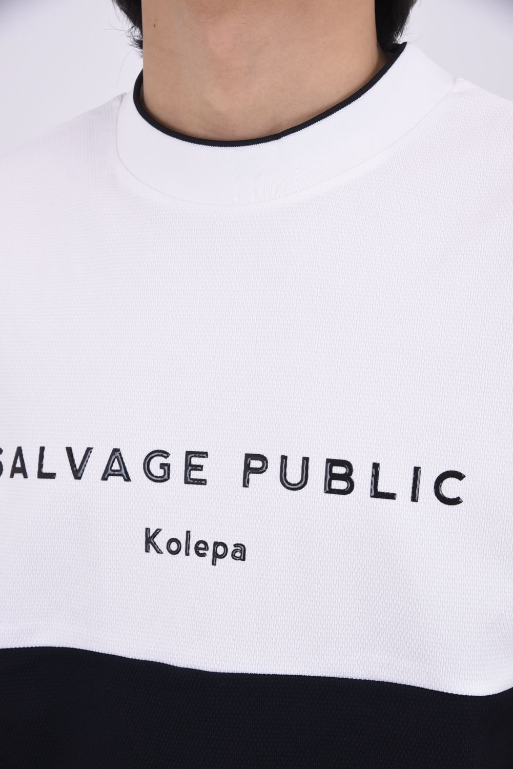 【26SS】 Kūlina Pohāpohā Bicolor Mockneck（Kolepa Stamp） / バイカラー ショートスリーブ モックネックTシャツ (ホワイト/ブラック)