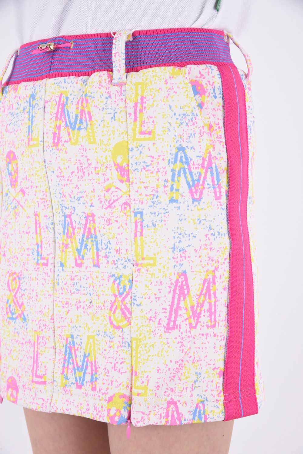 【レディース】 U.N.I.N.Y TEMPTED SKIRT / ヴィンテージ風ロゴパターン ブランドロゴジャガードリブ タイトスカート(インナーパンツ付き) (ピンク)