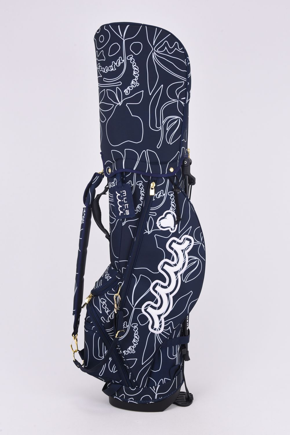 【銀行振込・代金引換不可】【返品・交換不可】 CADDY BAG & COVER / ボタニカル柄 キャディバッグ&ヘッドカバーセット (ネイビー)