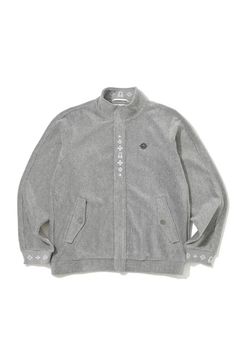 【2025AW】 SVASTIKA TRACK JACKET / コーデュロイジャージー クロスモチーフ刺繍 トラックジャケット (グレー)