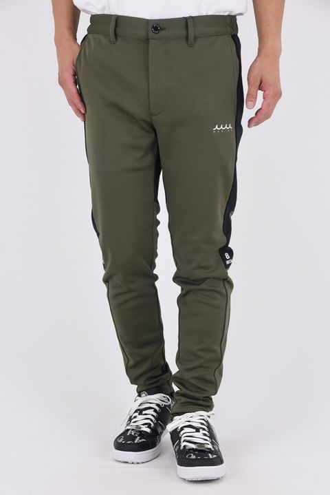 【25AW】 COMBINATION EASY SLACKS / 異素材切り替え サイドライン風 イージースラックス (カーキ)