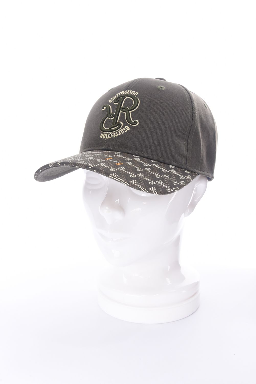 GM BRIM CAP / RRロゴ刺繍 オリジナルテキスタイル ブリムキャップ (カーキ)