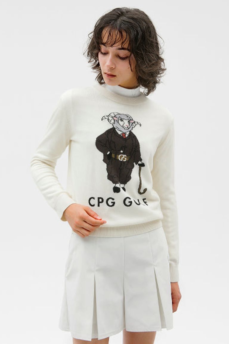 CPG GOLF - 【レディース】 羊グラフィックインターシャニットPO 