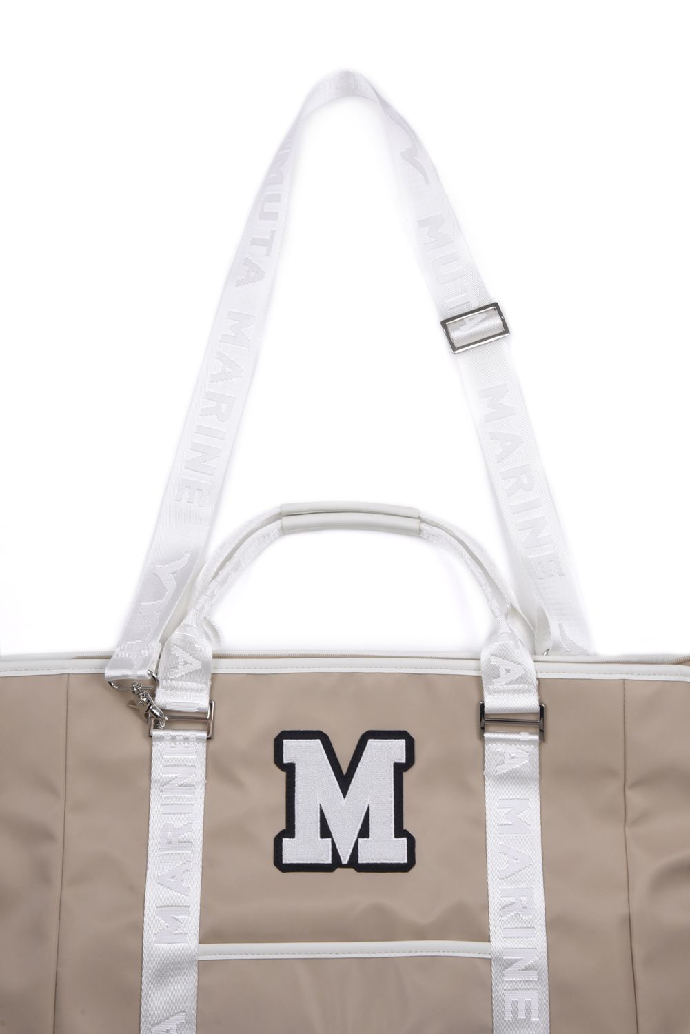 BIG TOTE BAG / ナイロン ビッグロゴ BIGトートバッグ (ショルダーストラップ付き) (ベージュ)