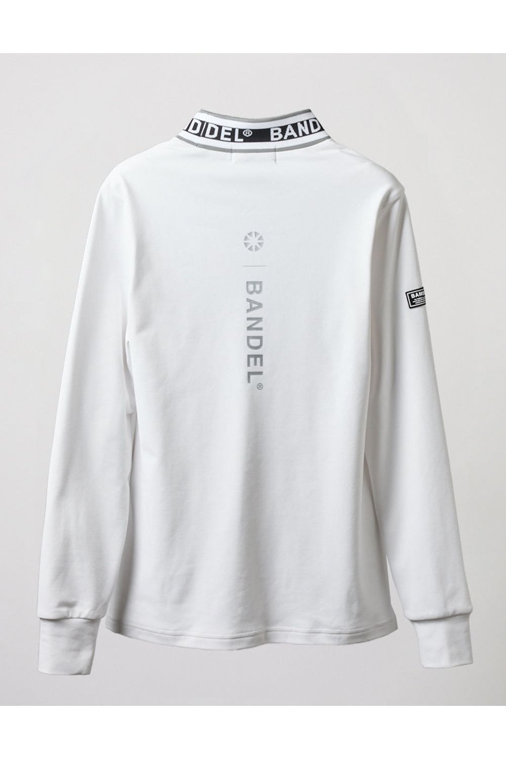 【レディース】 JACQUARD RIB L/S MOC SHIRTS / ロゴジャカード ロングスリーブ モックネックシャツ (ホワイト)