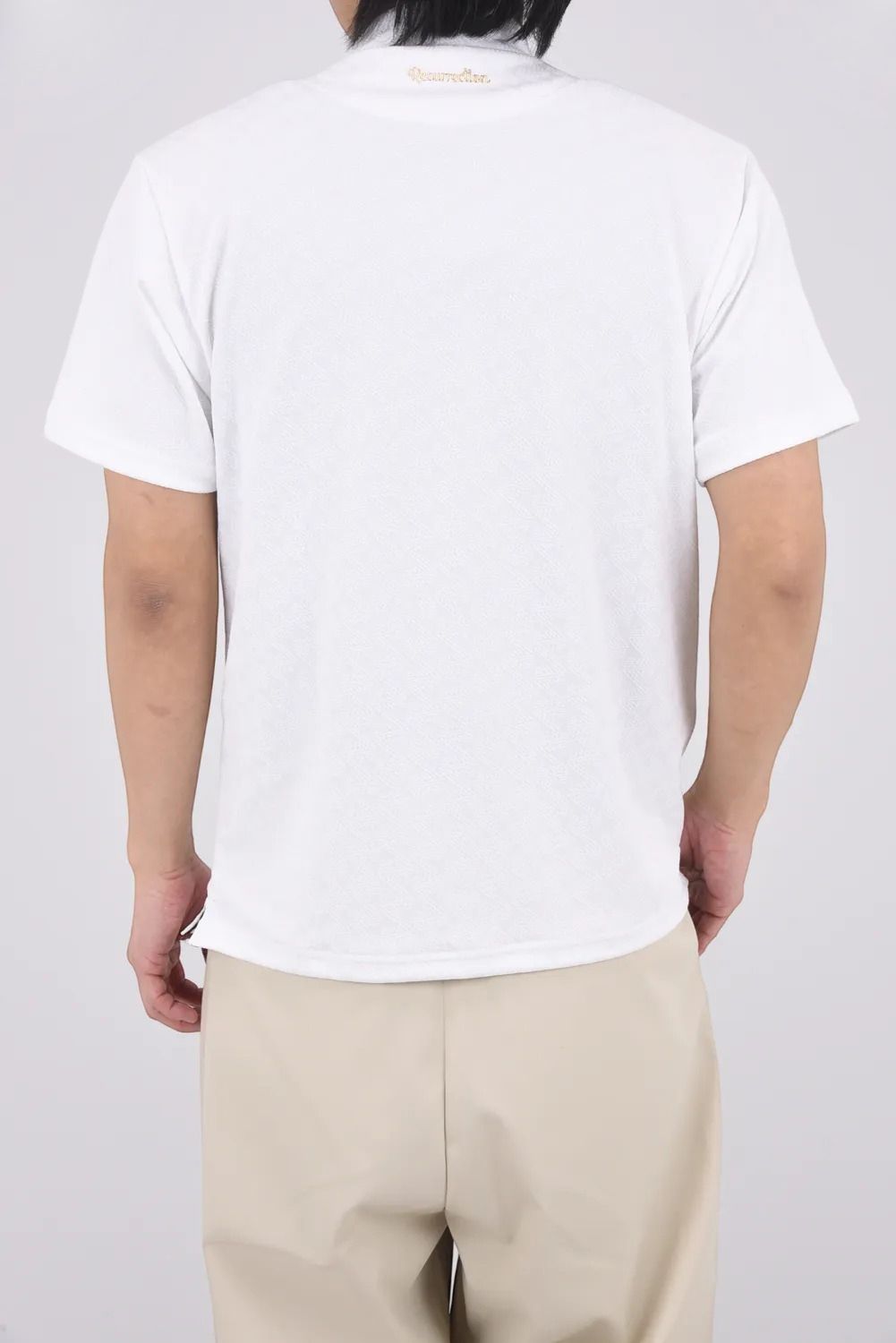 【26AW】 MENS GM JACQUARD MOCK NECK / ジャガード モックネックTシャツ (ホワイト）*