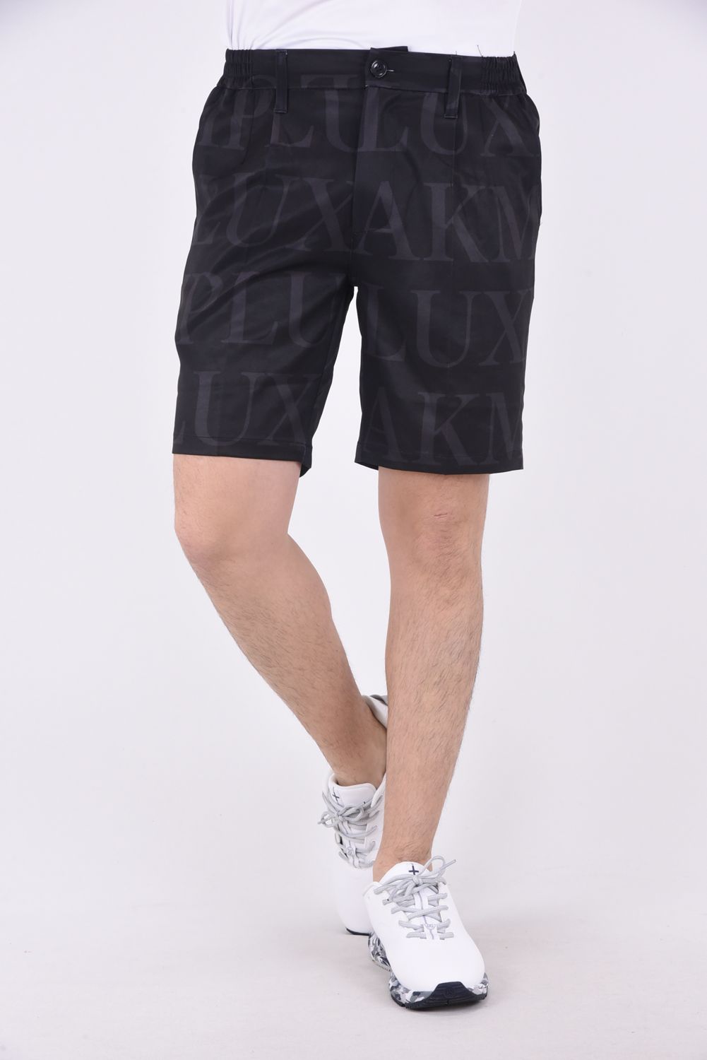 SAME LOGO SHORT PANTS / 総柄ロゴ ハーフスラックス (ブラック)