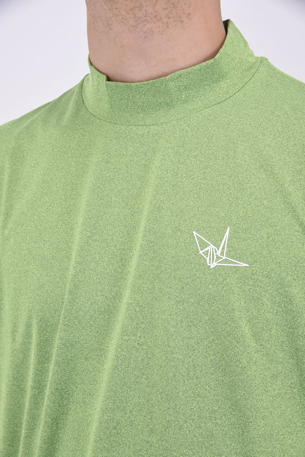 CRAZY BACK CIRCLE MOCK / クレイジーパターン バック サークルロゴ 半袖 モックネック Tシャツ (グリーン/イエロー)