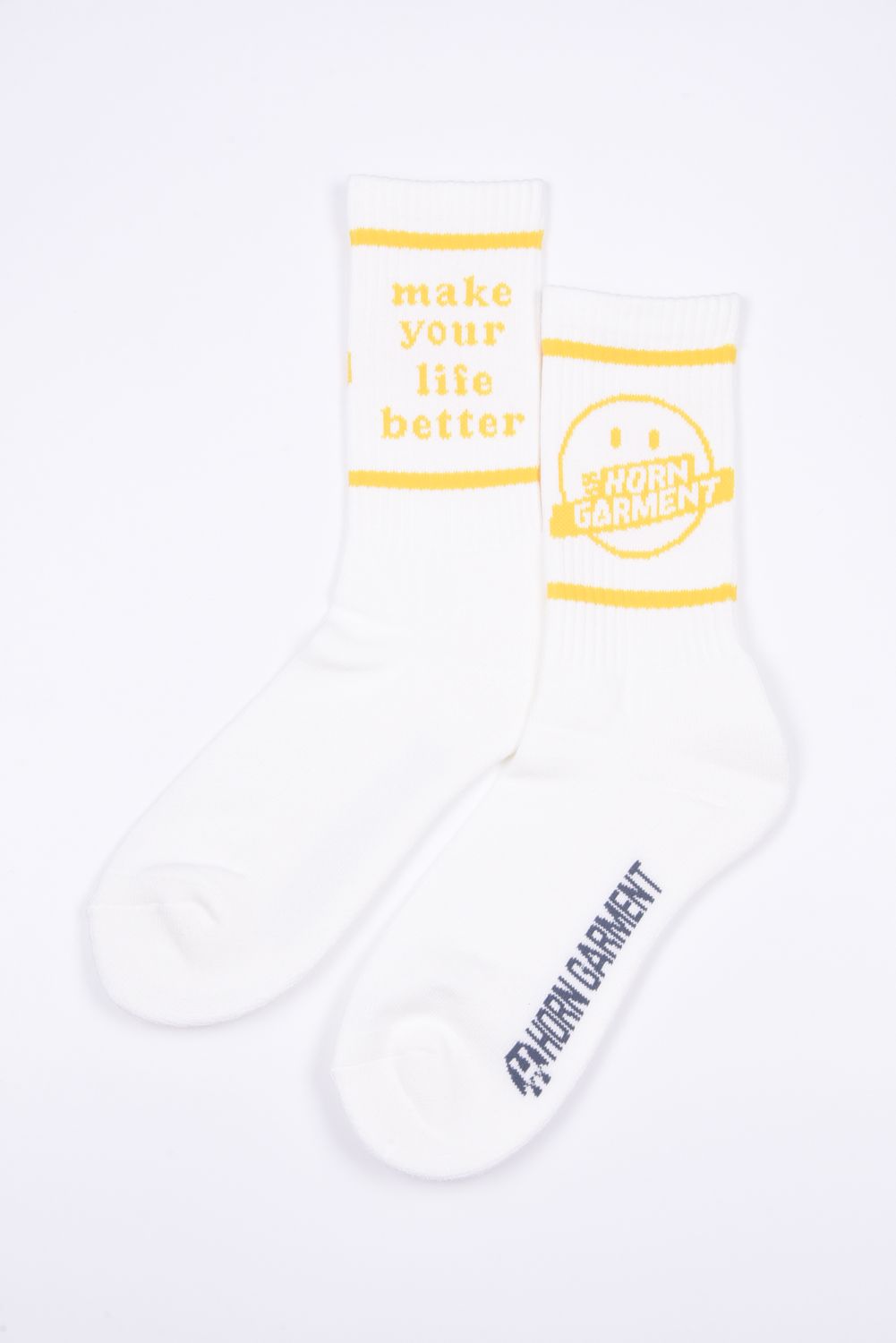 GIMIE SOCKS / レトロモチーフ ミドルソックス ホワイト / イエロー