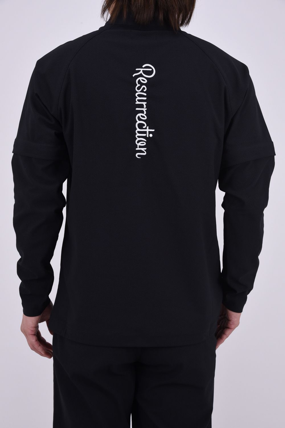 【26AW】 MENS DETACHABLE HALF ZIP SHIRT / ワッフル生地 スリーブデタッチャブル 2WAYハーフジップシャツ (ブラック)*