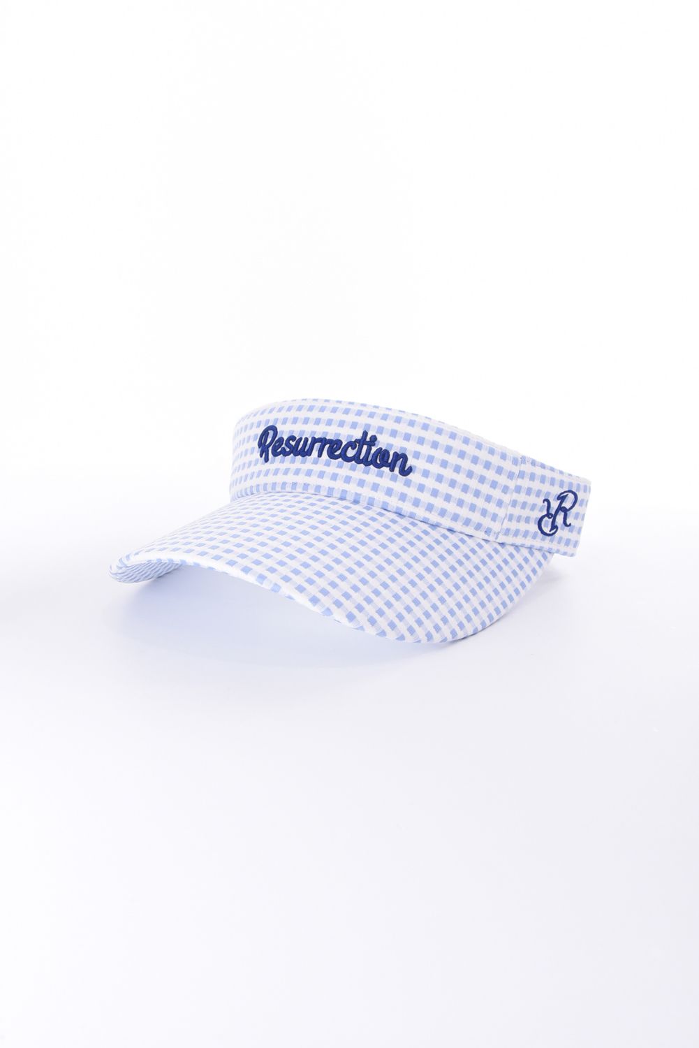 【26SS】【レディース】 WIDE BRIM SUN VISOR / ワイドブリム ギンガムチェック サンバイザー (シュシュ付き) (サックス)