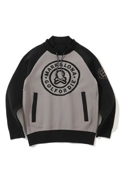 【2025AW】 DURAN ALTER KNIT PULLOVER / ツートーン サークルスカルロゴ 変形モックネックプルオーバー (フード無し) (ブラック)