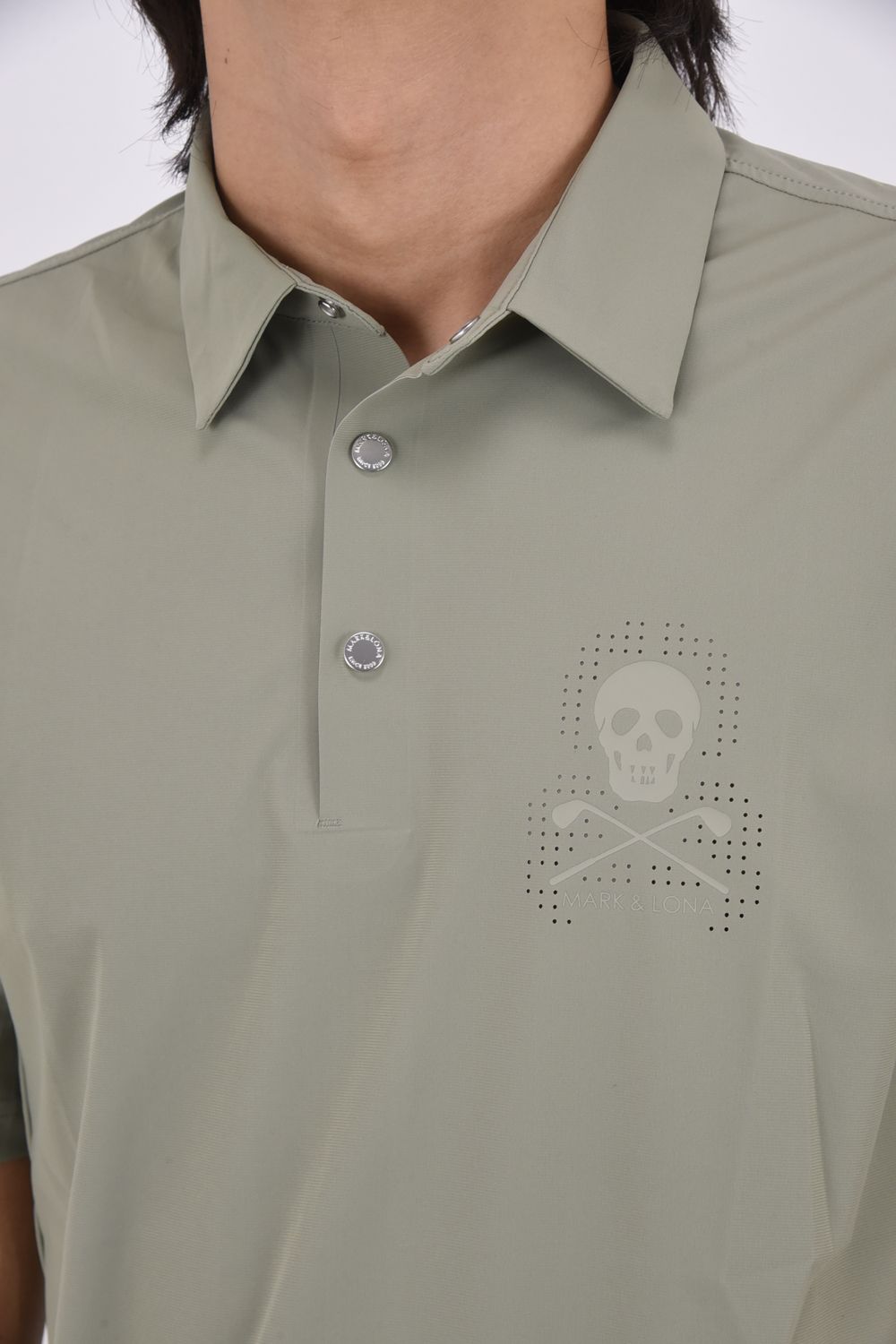【26SS】 ROGUE AIRFLOW POLO / パンチングスカルロゴ ナイロンポロシャツ (カーキ)