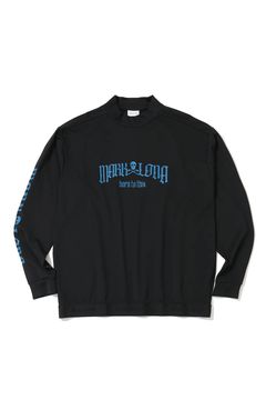 【26AW】 FRACTUR SMOOTH MOCK NECK / ブラックレターフォントロゴ 裾ゴム ロングスリーブ インナーモックネックTシャツ (ブラック)
