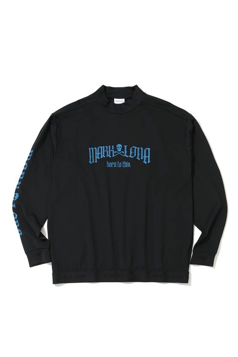 【26AW】 FRACTUR SMOOTH MOCK NECK / ブラックレターフォントロゴ 裾ゴム ロングスリーブ インナーモックネックTシャツ (ブラック)