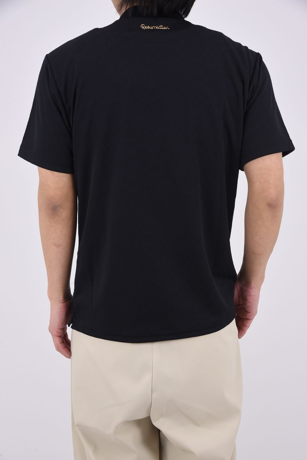 【26SS】 MENS GM JACQUARD MOCK NECK / ジャガード モックネックTシャツ (ブラック）*