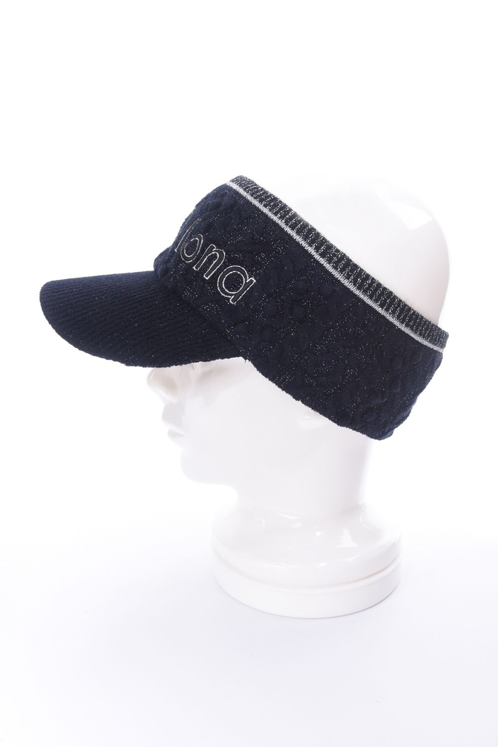 POISE SPARK KNIT VISOR / ラメ糸 ブランドロゴ刺繍 ニットバイザー (ブラック)