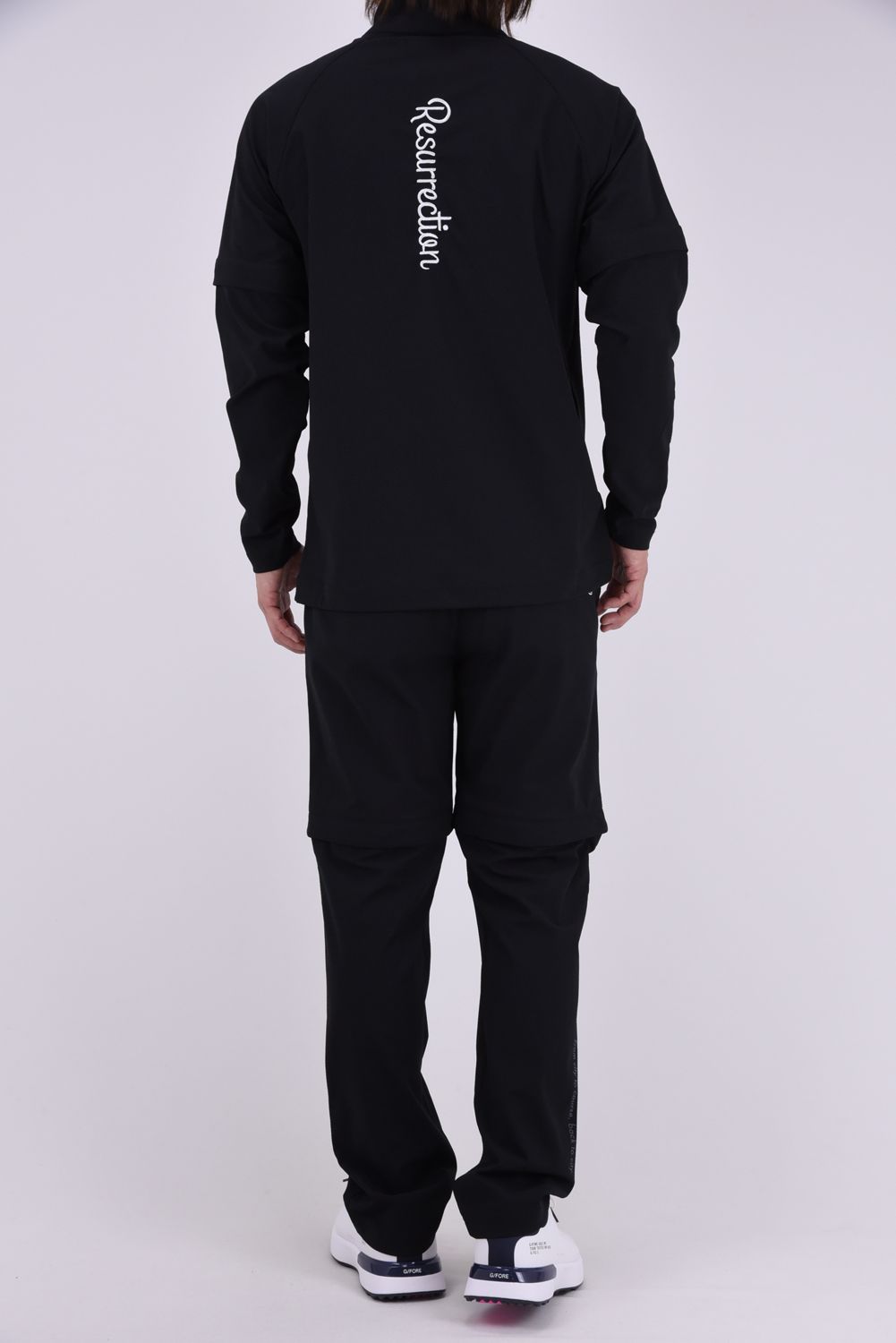 【26AW】 MENS DETACHABLE HALF ZIP SHIRT / ワッフル生地 スリーブデタッチャブル 2WAYハーフジップシャツ (ブラック)*
