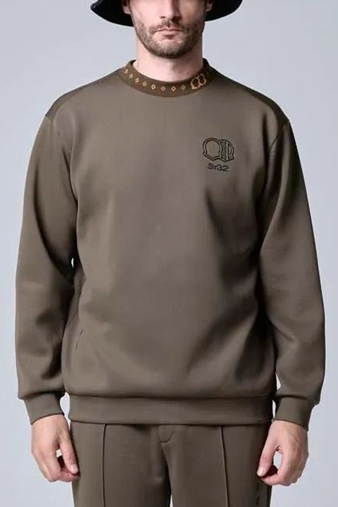 【26AW】 DOUBLE MESH KNIT L/S MOCK / メッシュダンボールニット ロゴエンブレム 長袖モックネックTシャツ (カーキ)