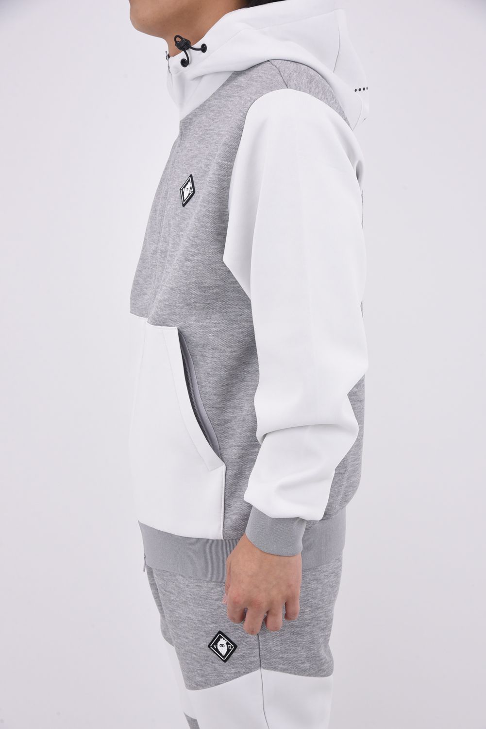 【25AW】 SW HC PARKA / ツートーン 異素材切り替え フルジップパーカー (ホワイト)