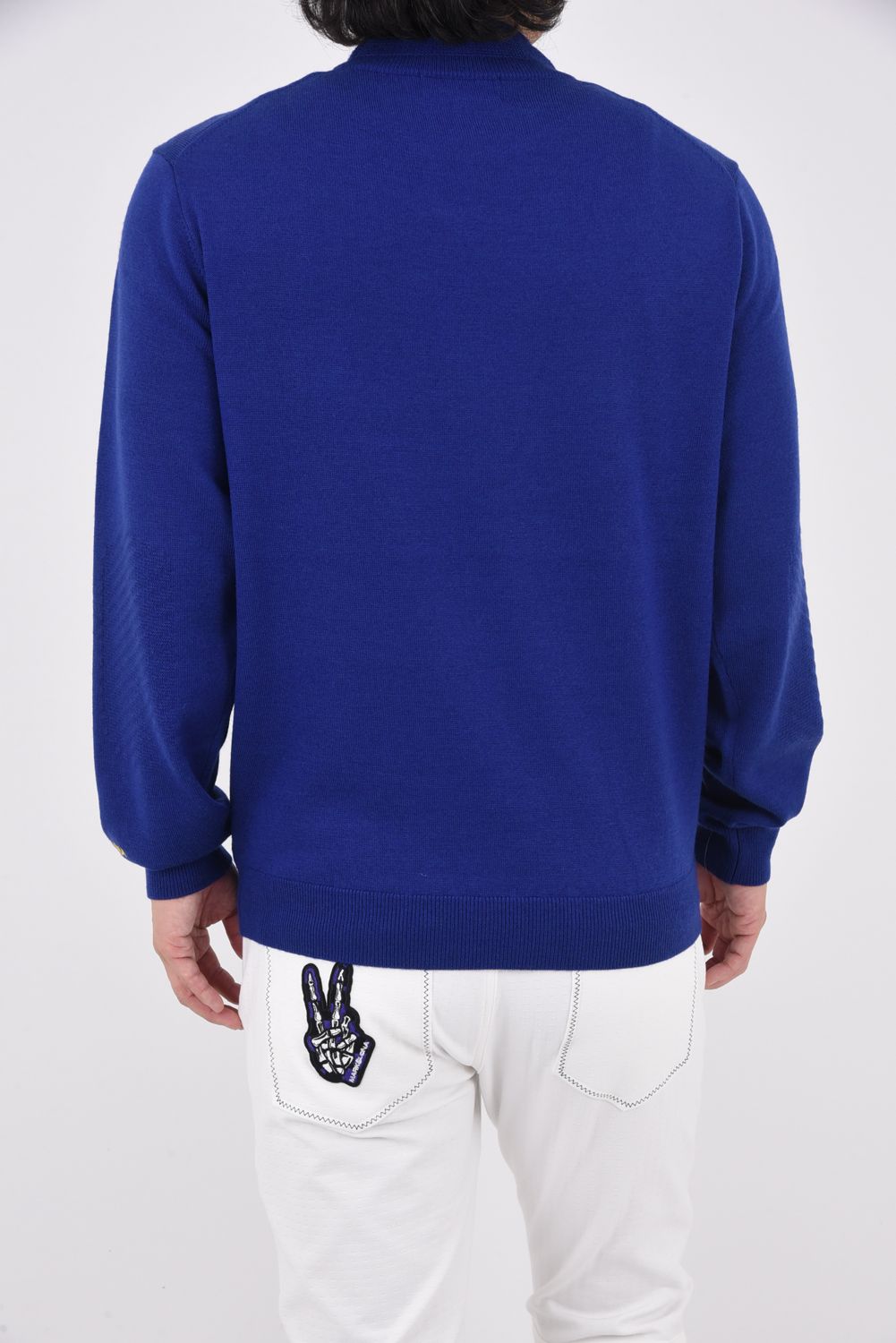 MARNORS FINE WOOL KNIT / ブランドロゴ刺繍ワッペン モックネック ウールニット (ブルー)