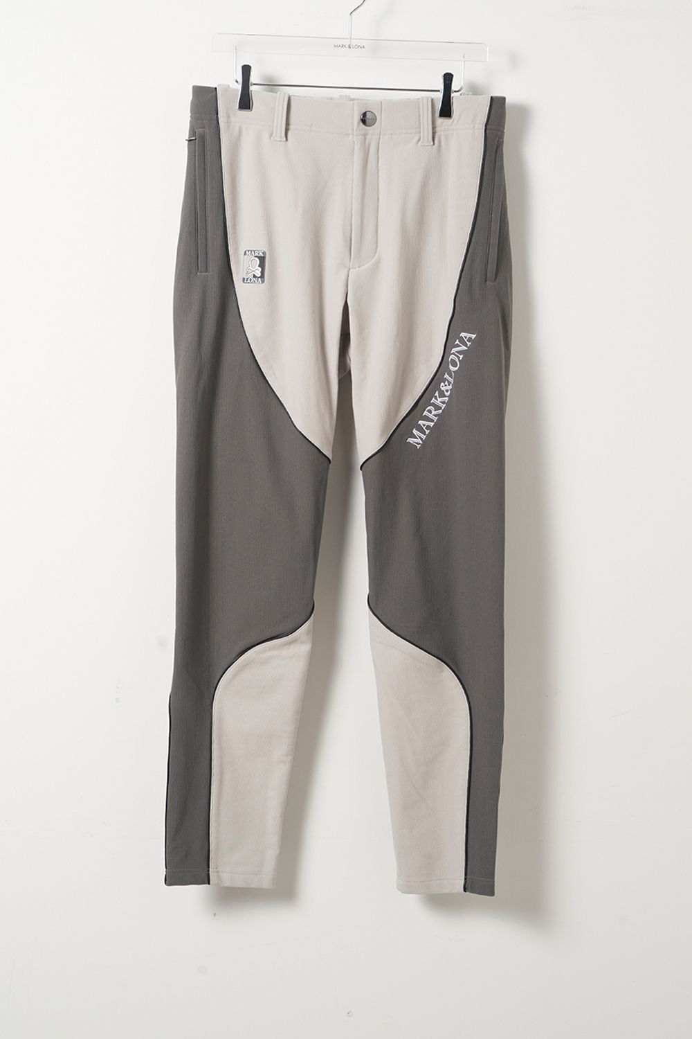 ZOOM STRETCH PERFONAMCE PANTS / 高機能フリース素材 ブランドロゴ刺繍 パイピング ウォームパンツ (グレー)