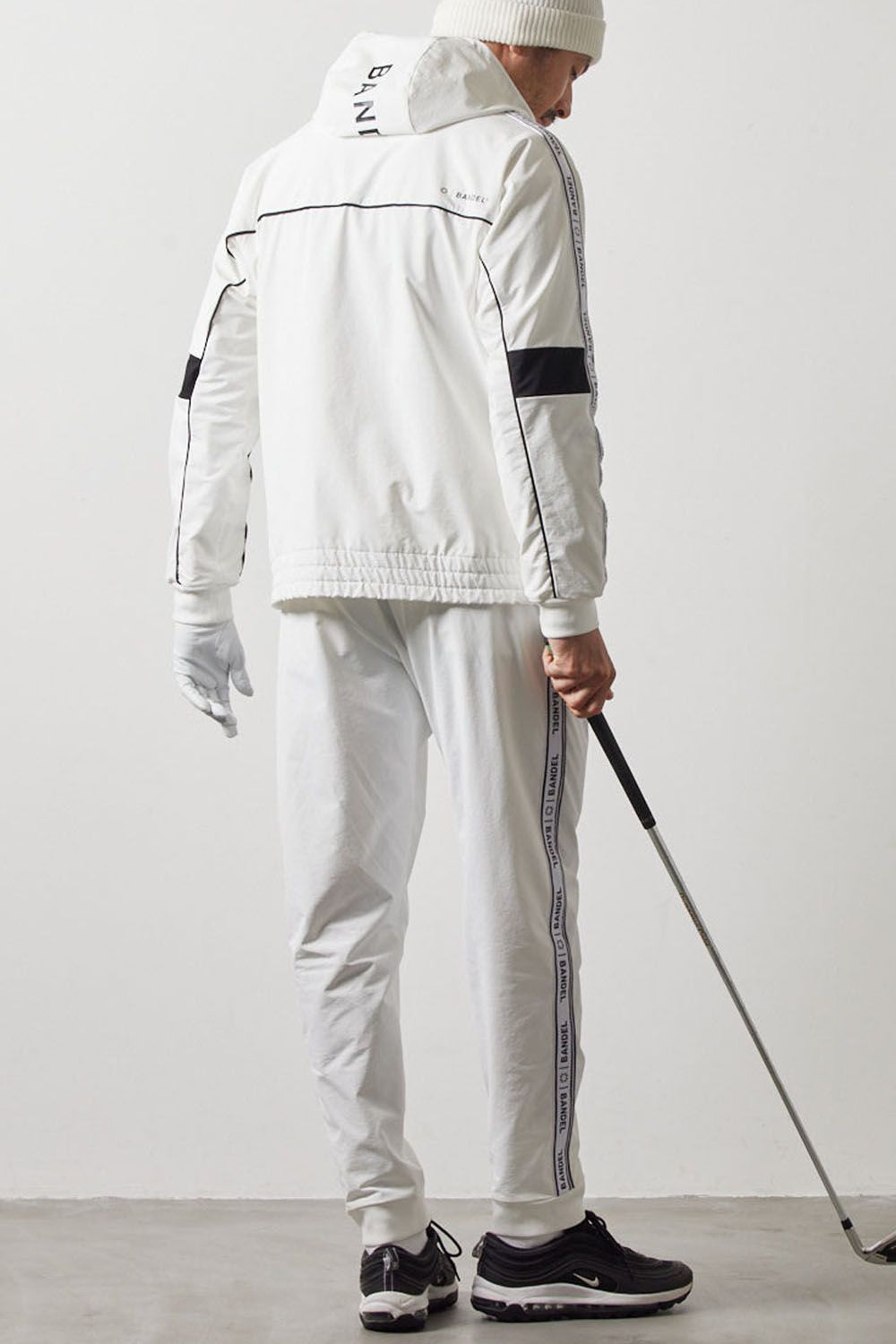 WATER REPELLENT PIPING ZIP PARKA / 4WAYストレッチ 撥水素材 ロゴテープ ジップパーカー (ホワイト)