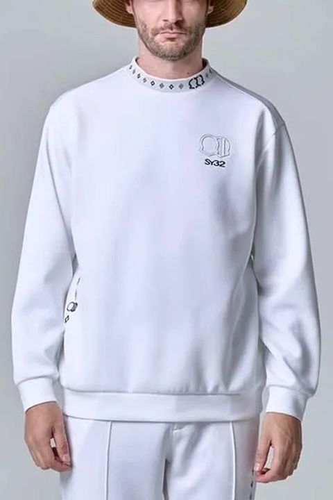 【26AW】 DOUBLE MESH KNIT L/S MOCK / メッシュダンボールニット ロゴエンブレム 長袖モックネックTシャツ (ホワイト)