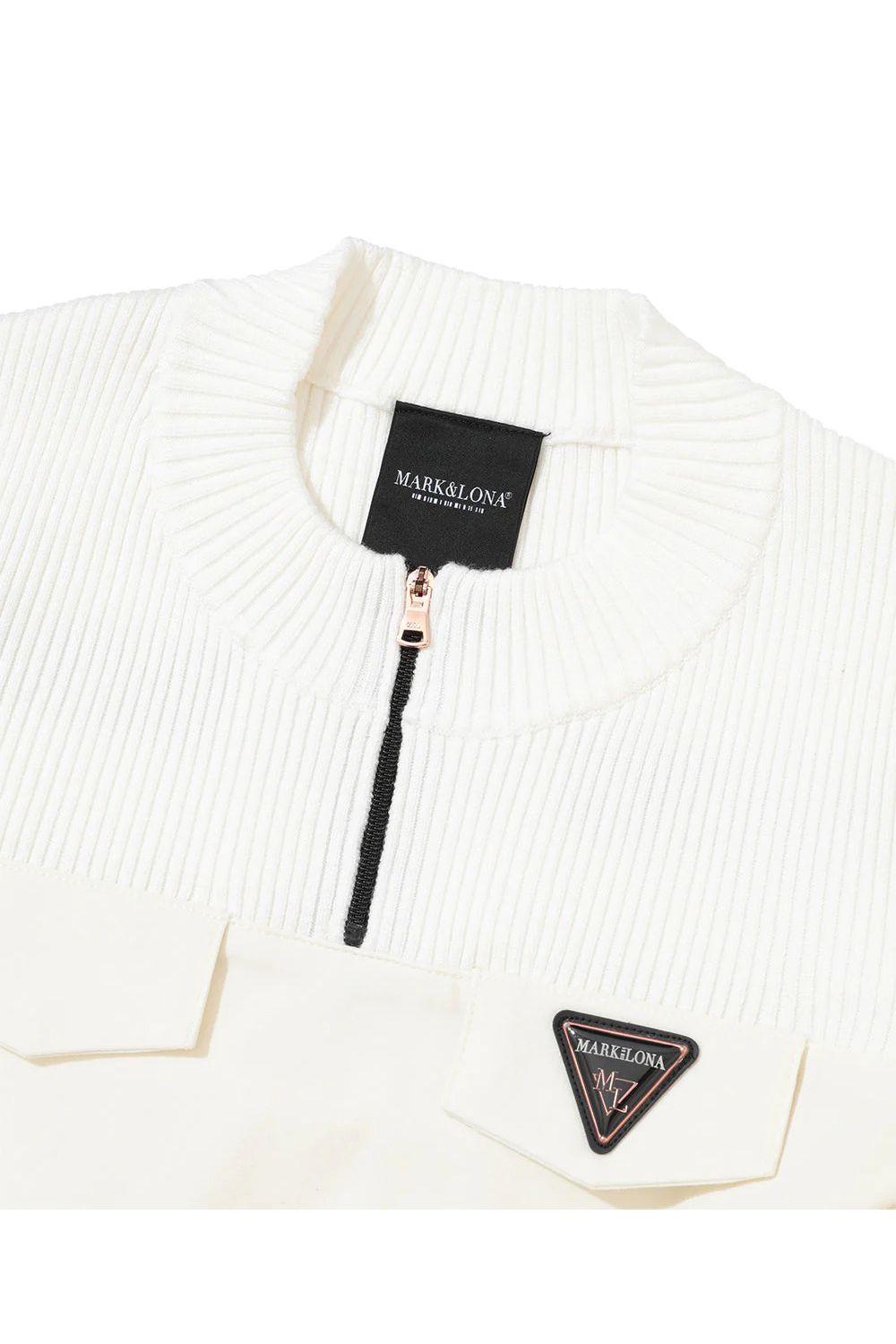 【2025AW】【レディース】【CODE COLLECTION】 HCQT / 異素材切り替え ハーフジップ モックネックインナー (ホワイト)