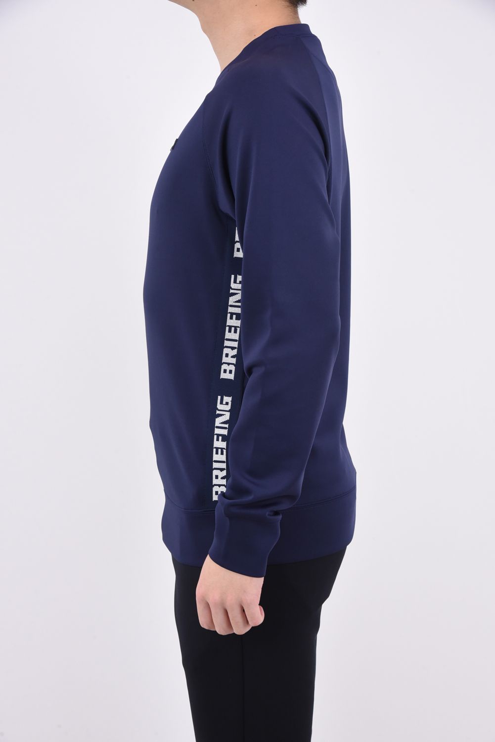 BRIEFING - MENS SIDE LOGO LINE CREW NECK / ロゴ サイドライン 