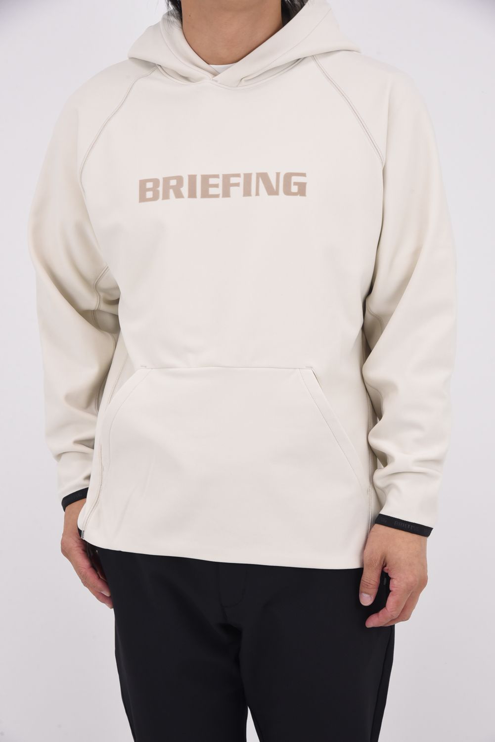 【25AW】 MEN'S LOGO HOODIE / 裏起毛 フロントロゴ 裾切り替え プルオーバーパーカー (ベージュ)