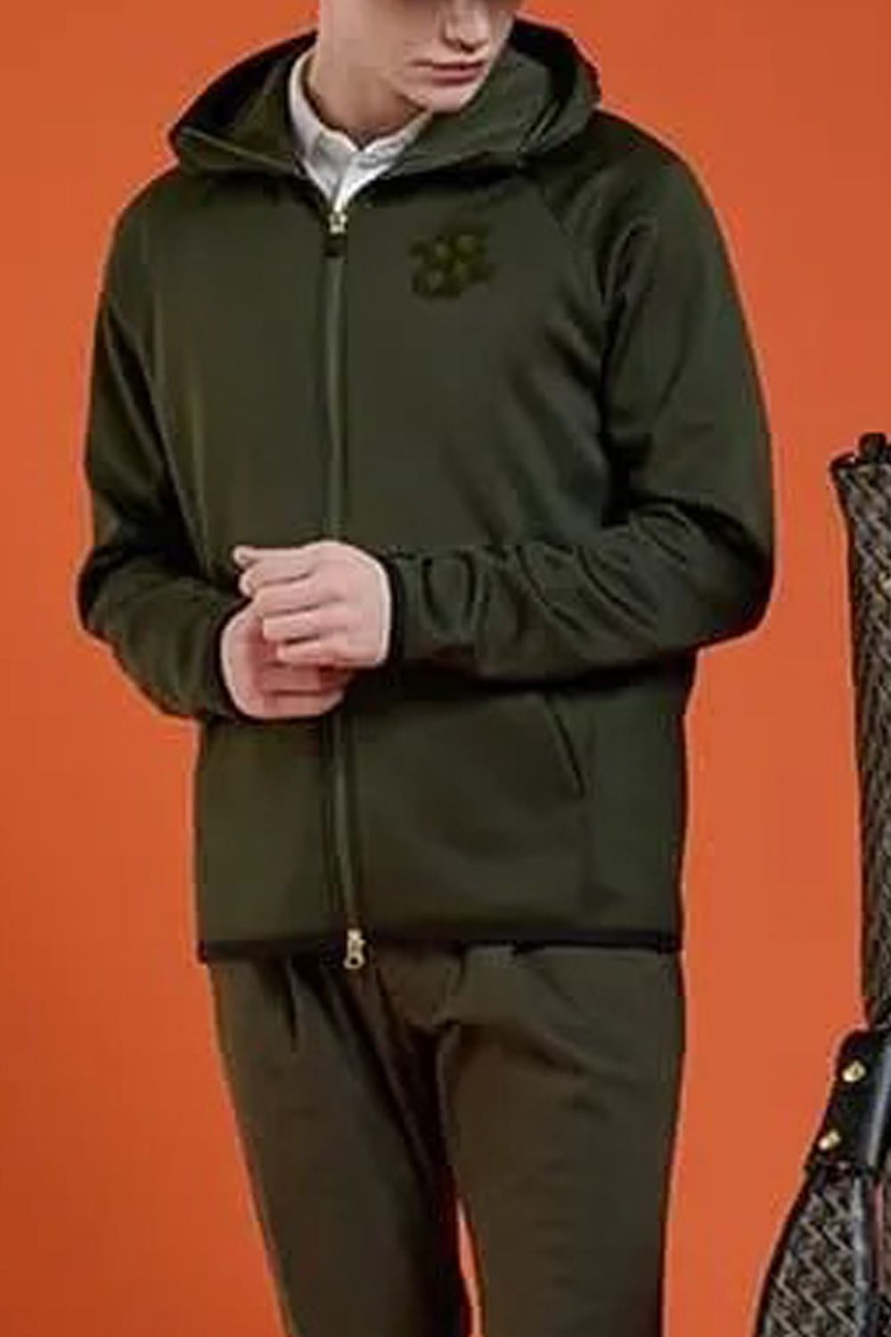 【25AW】 BRUSHED LOGO ZIP-UP HOODIE / ブラッシュロゴ ジップアップ パーカー (カーキ)*