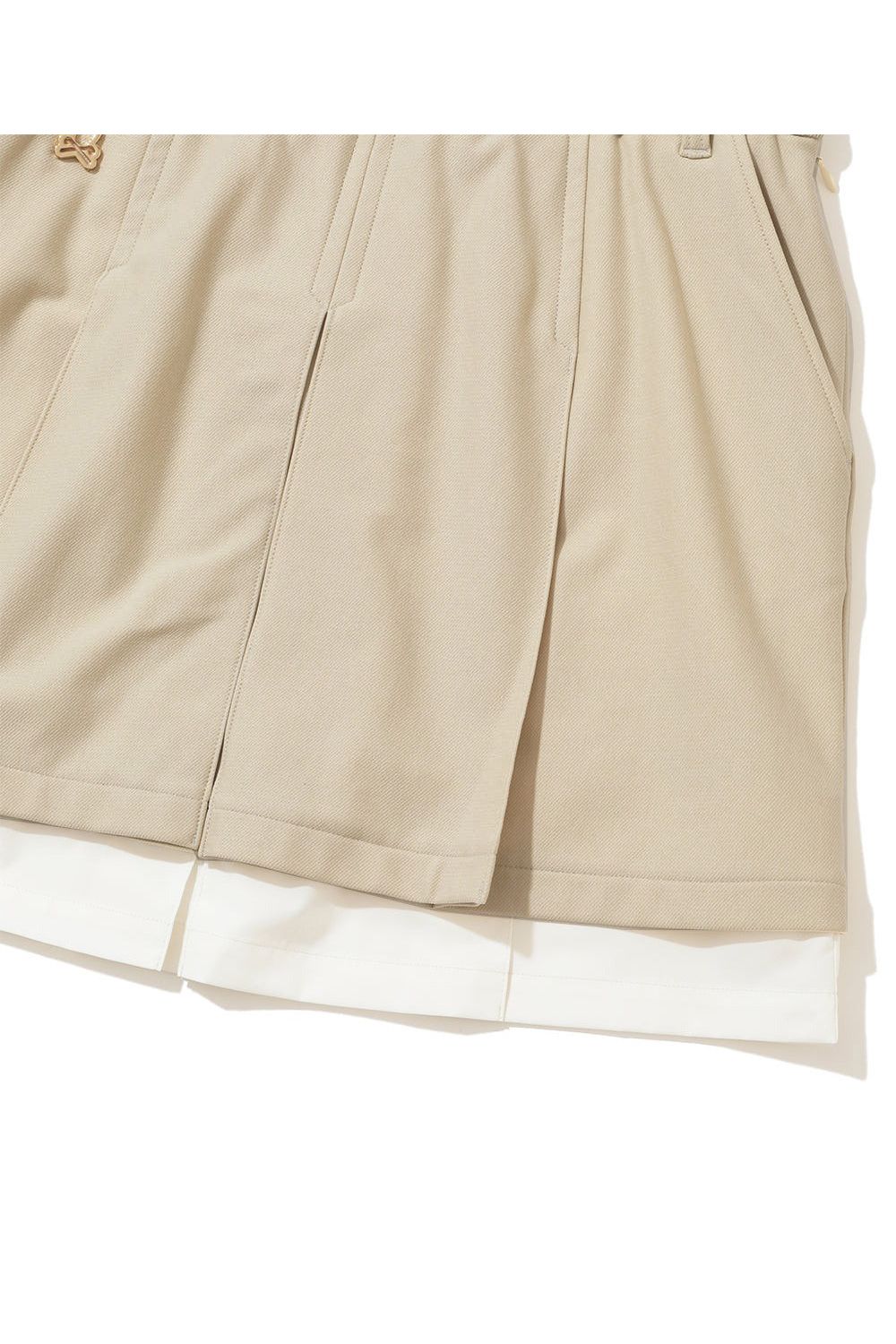 【2025AW】【レディース】 CORNEL LAYERD PLEATED SKIRT / ブランドロゴジャカードリブ レイヤードプリーツスカート (オフホワイト)