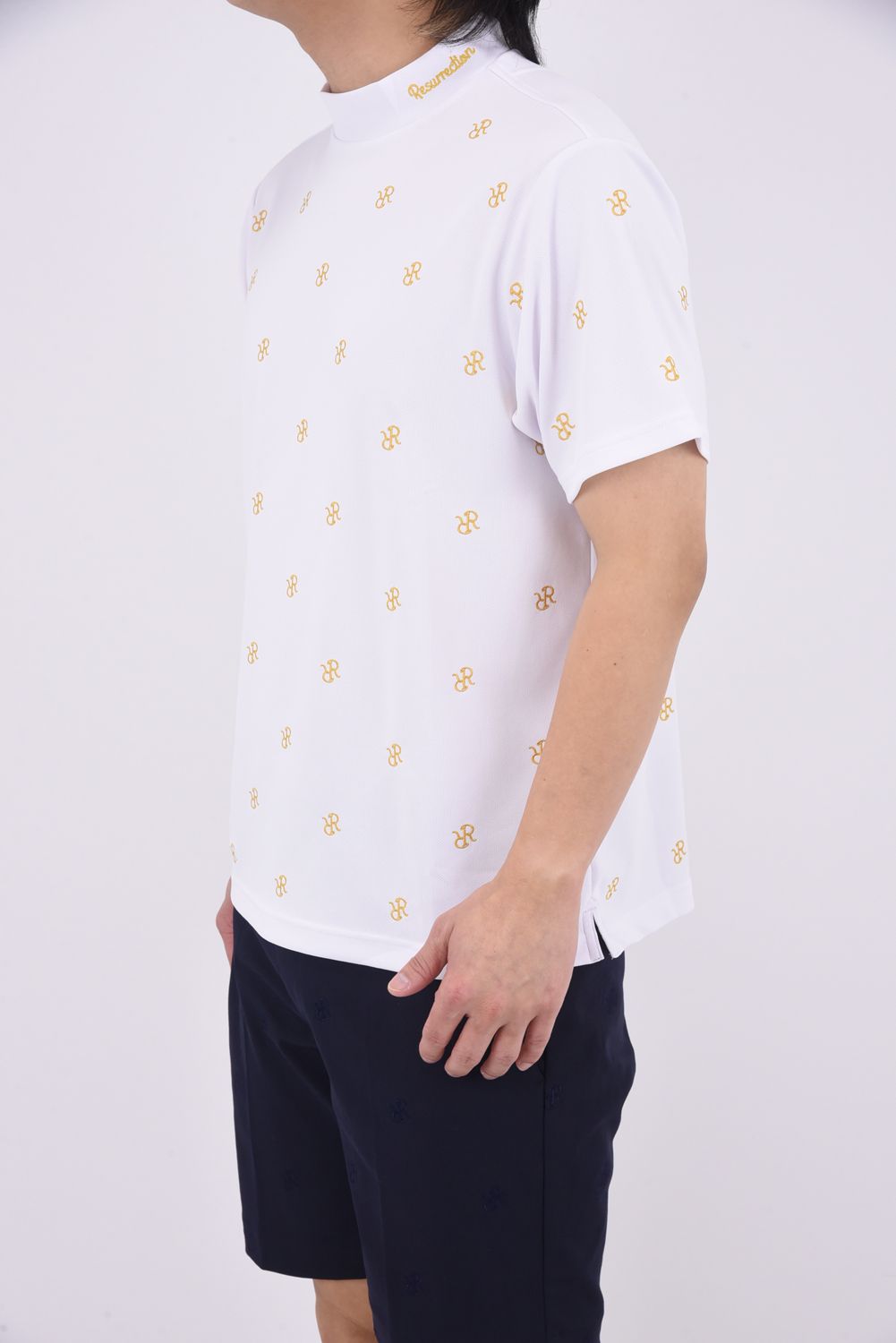 【25SS】 MENS RR EBD MOCK NECK / RRロゴ総柄 リラックスフィット モックネックTシャツ (ホワイト)*