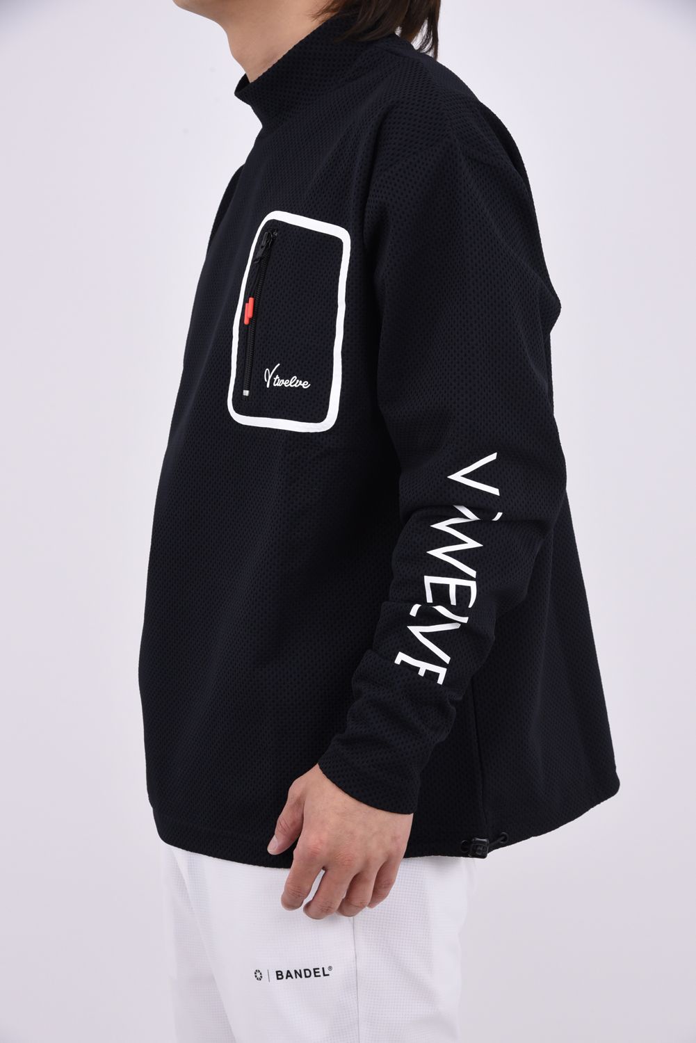 【26AW】 SEAL RF MOCK / 胸ポケット サイドロゴ 長袖モックネックTシャツ (ブラック)