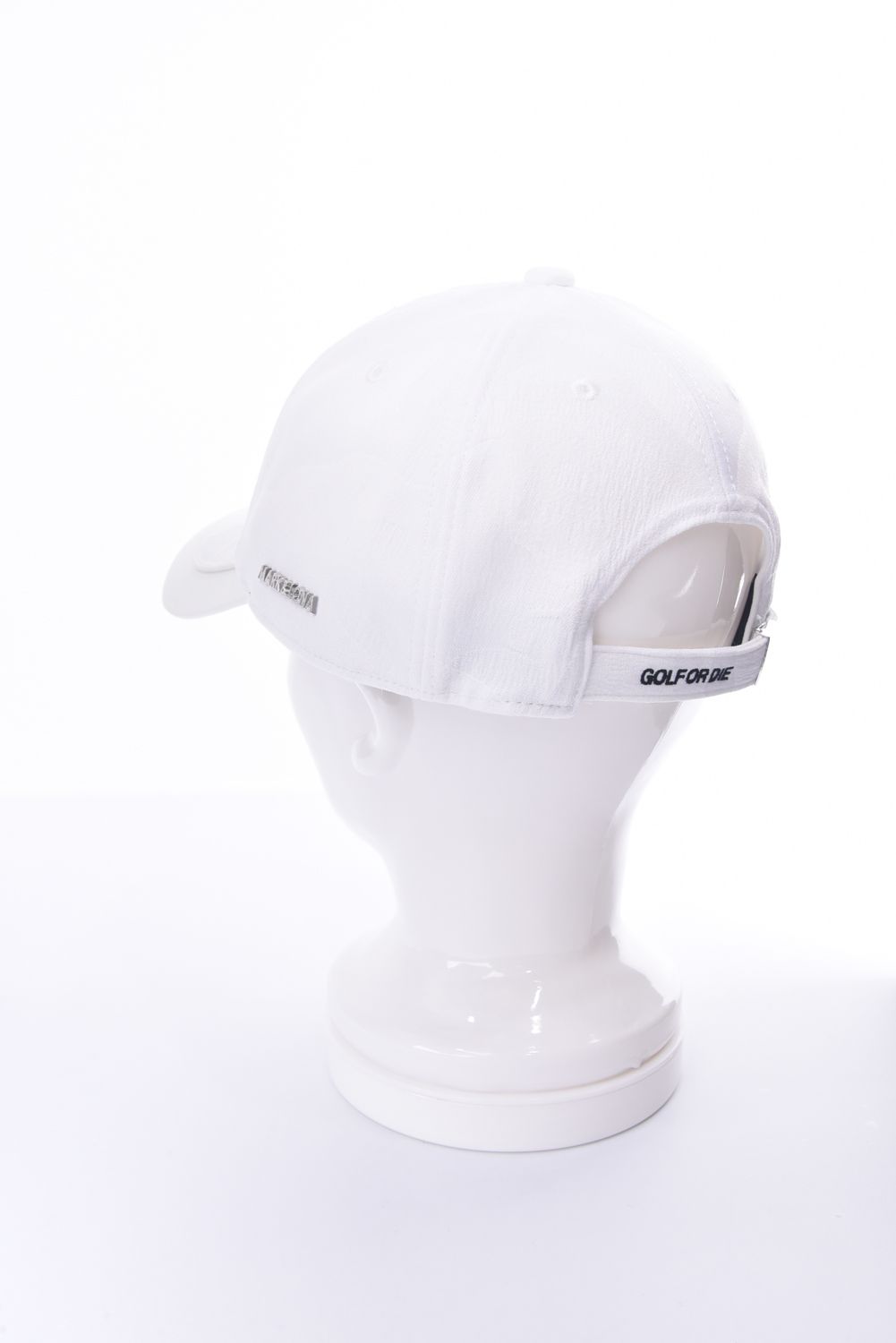 【26SS】 GAUGE CAMO LEATHER TRIM CAP / カモフラージュパターン 異素材切り替え メタルプレート ベースボールキャップ (ホワイト)