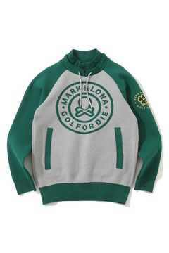 【2025AW】 DURAN ALTER KNIT PULLOVER / ツートーン サークルスカルロゴ 変形モックネックプルオーバー (フード無し) (グリーン)