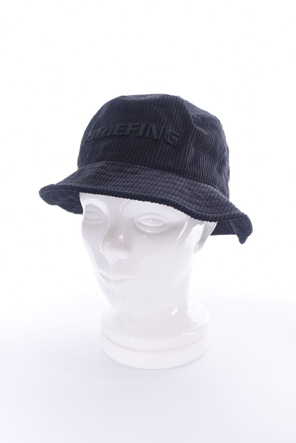 MEN’S CORDUROY HAT / ブランドロゴ刺繍 コーデュロイバケットハット (ブラック)